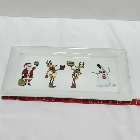 Christmas Santa Reindeer Snowman Snack Platter Tray Ashley Cooper Holiday Magic - Picture 9 of 10